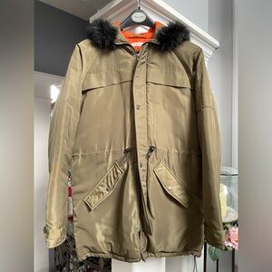 Another Influence Parka coat Olive Green with Faux Fur Trim men’s medium